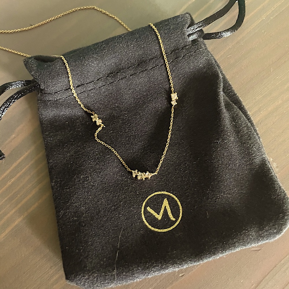 Mejuri floating sapphire and gold necklace